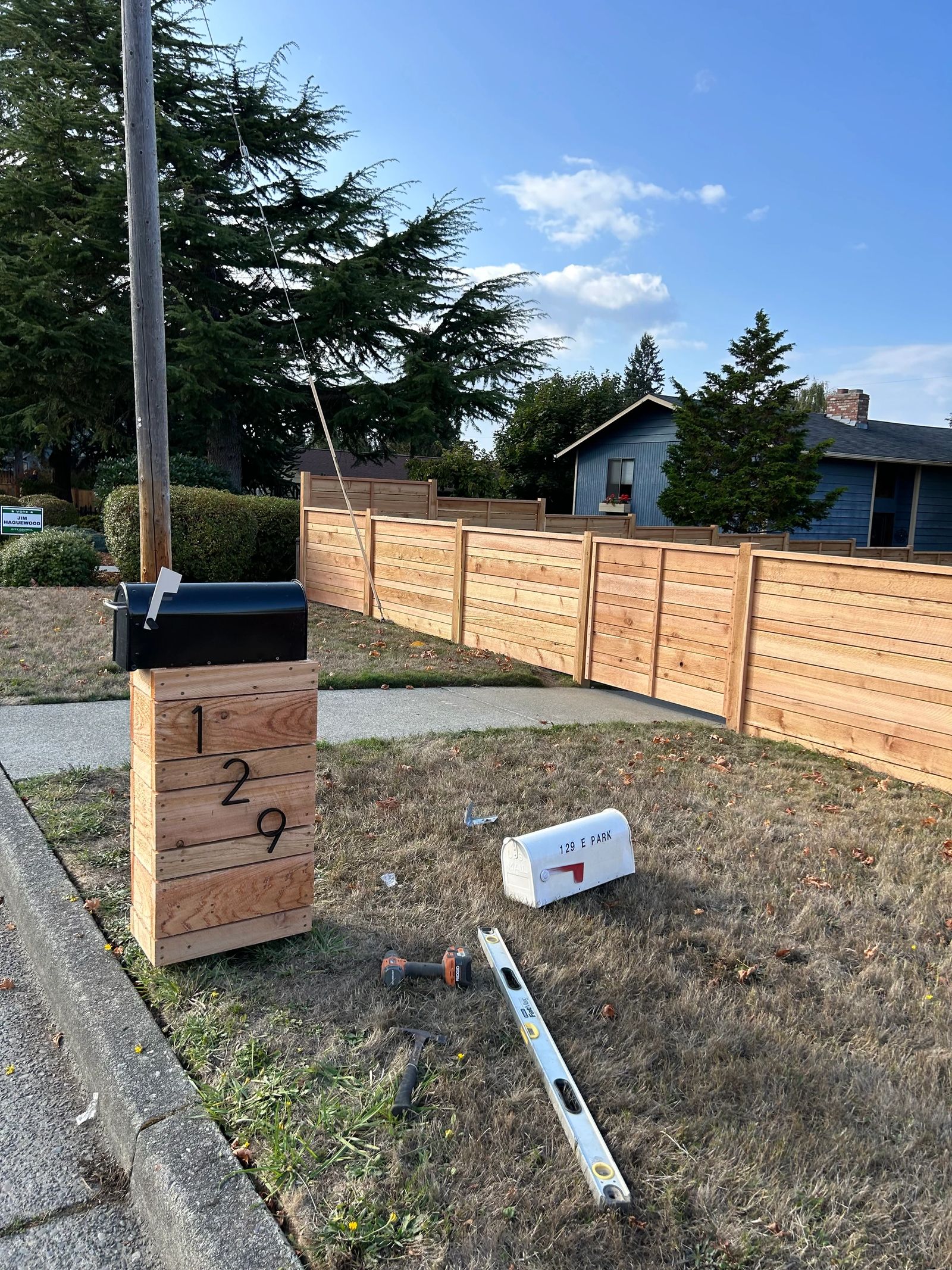 Custom cedar fence installation